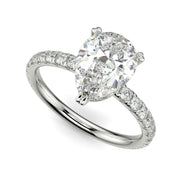 Sylvie Pear Cut Pave Hidden Halo 4 Prong Claw Set Engagement Ring Setting - Nivetta